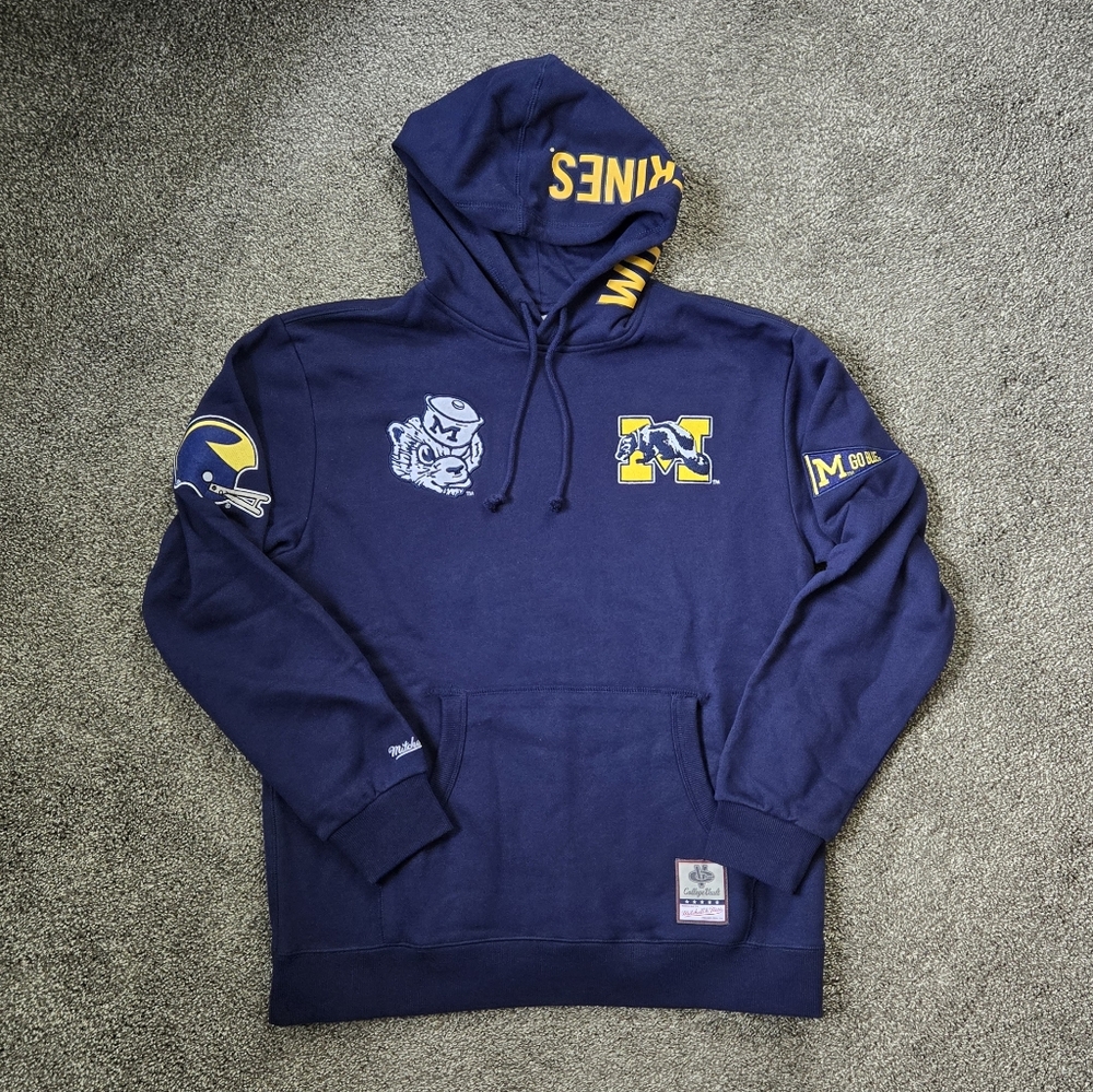 Mitchell & Ness University of Michigan Hoodie City Collection Fleece size XL